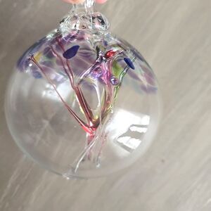 KITRAS ART GLASS Tree Of Life Enchantment 4" Large Orb Ornament Hand Blown Glass